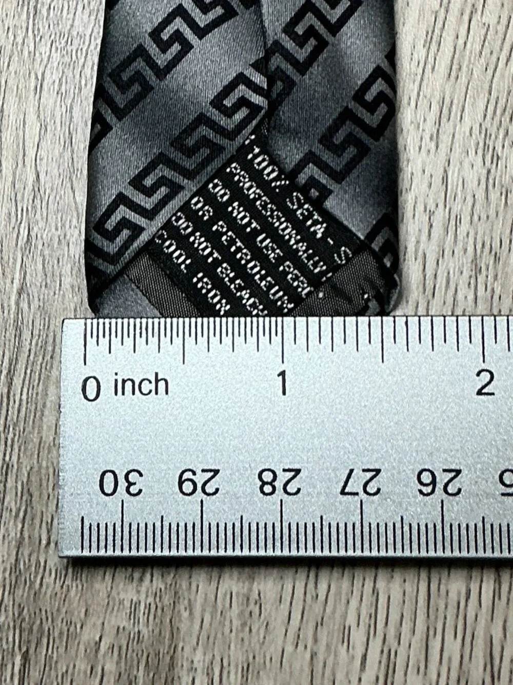 Gianni Versace Men’s Silk Tie Gray Black Patterned - Flawed